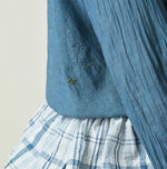 45R Ai Indigo Feather Khadi Silk Talula Blouse