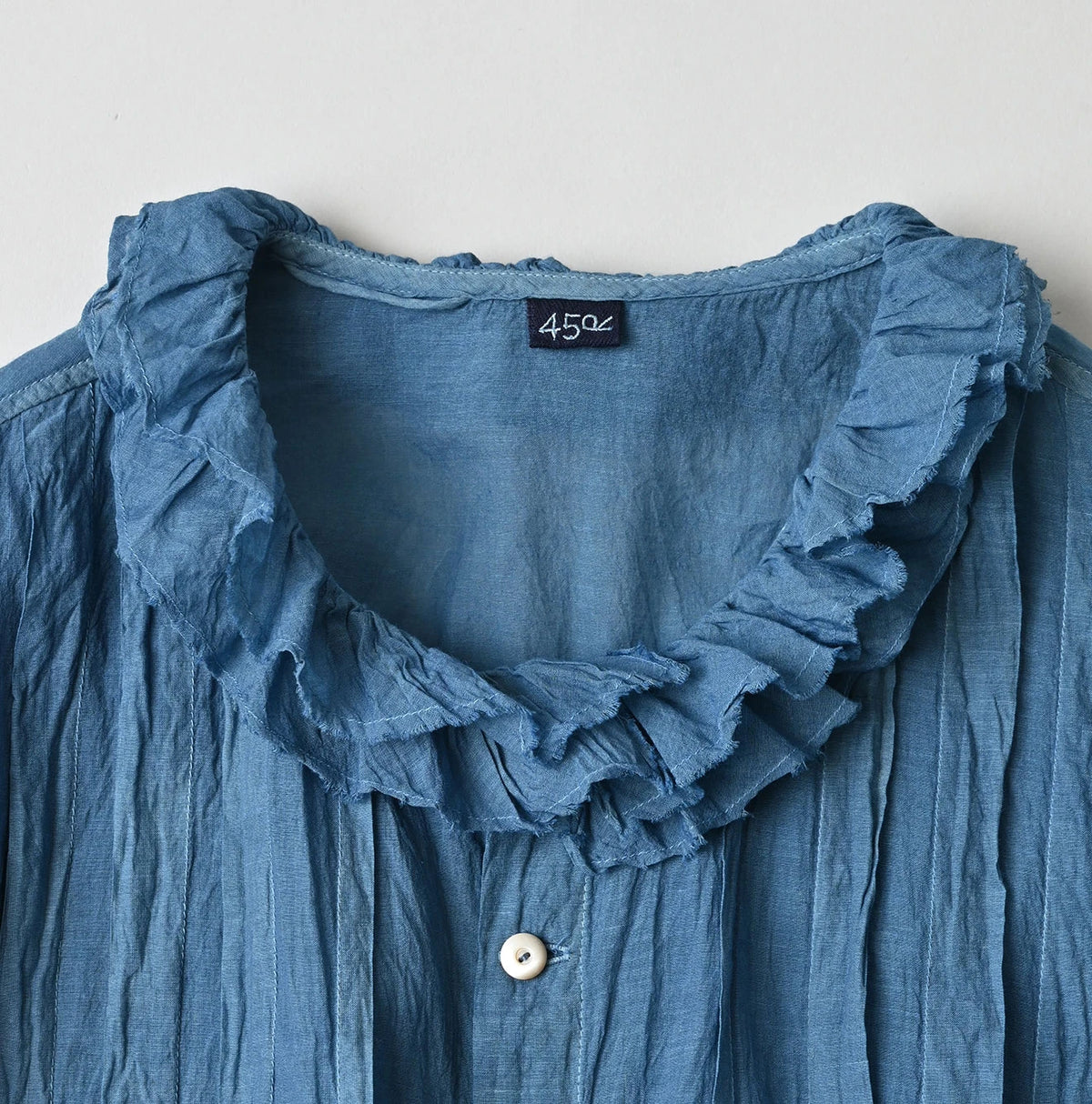 45R Ai Indigo Feather Khadi Silk Talula Blouse