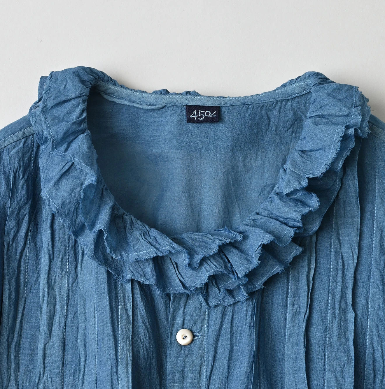 45R Ai Indigo Feather Khadi Silk Talula Blouse - Image 13