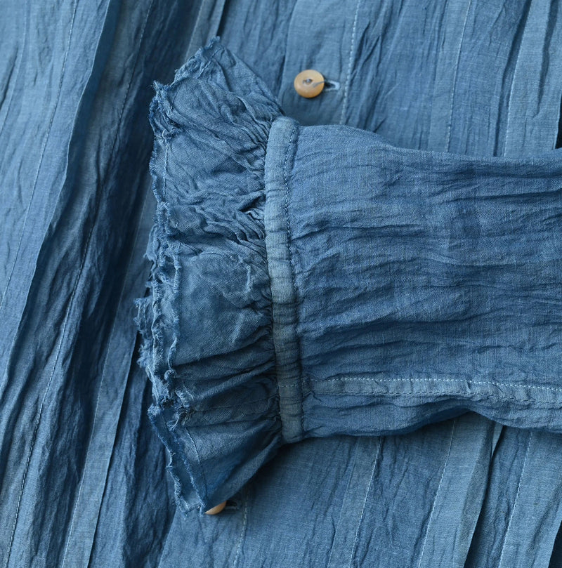 45R Ai Indigo Feather Khadi Silk Talula Blouse - Image 16