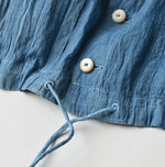 45R Ai Indigo Feather Khadi Silk Talula Blouse