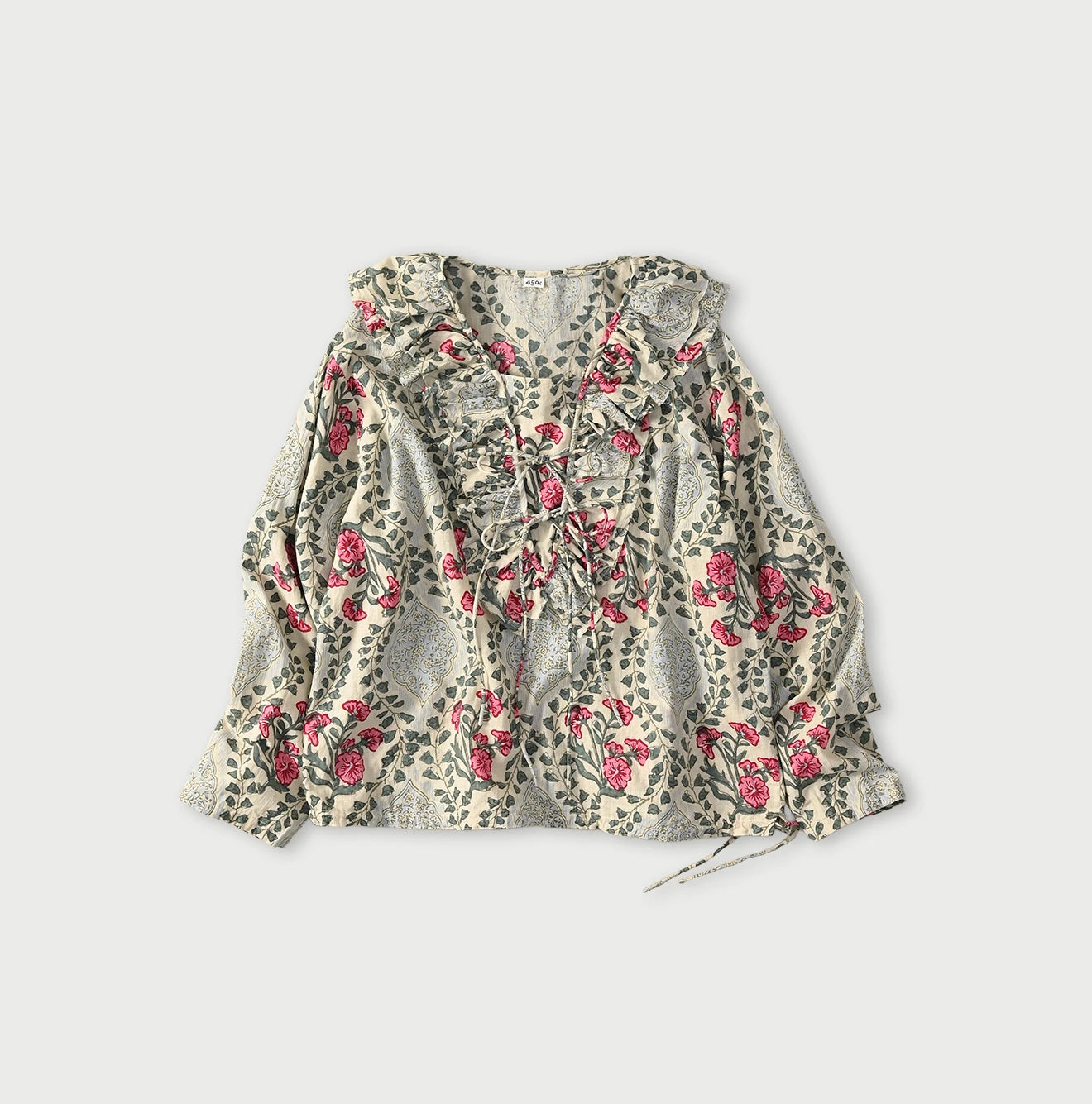 45R Saffron Block Print Frill de T-shirt - Image 1