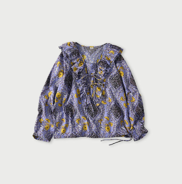 45R Saffron Block Print Frill de T-shirt