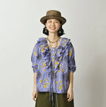 45R Saffron Block Print Frill de T-shirt