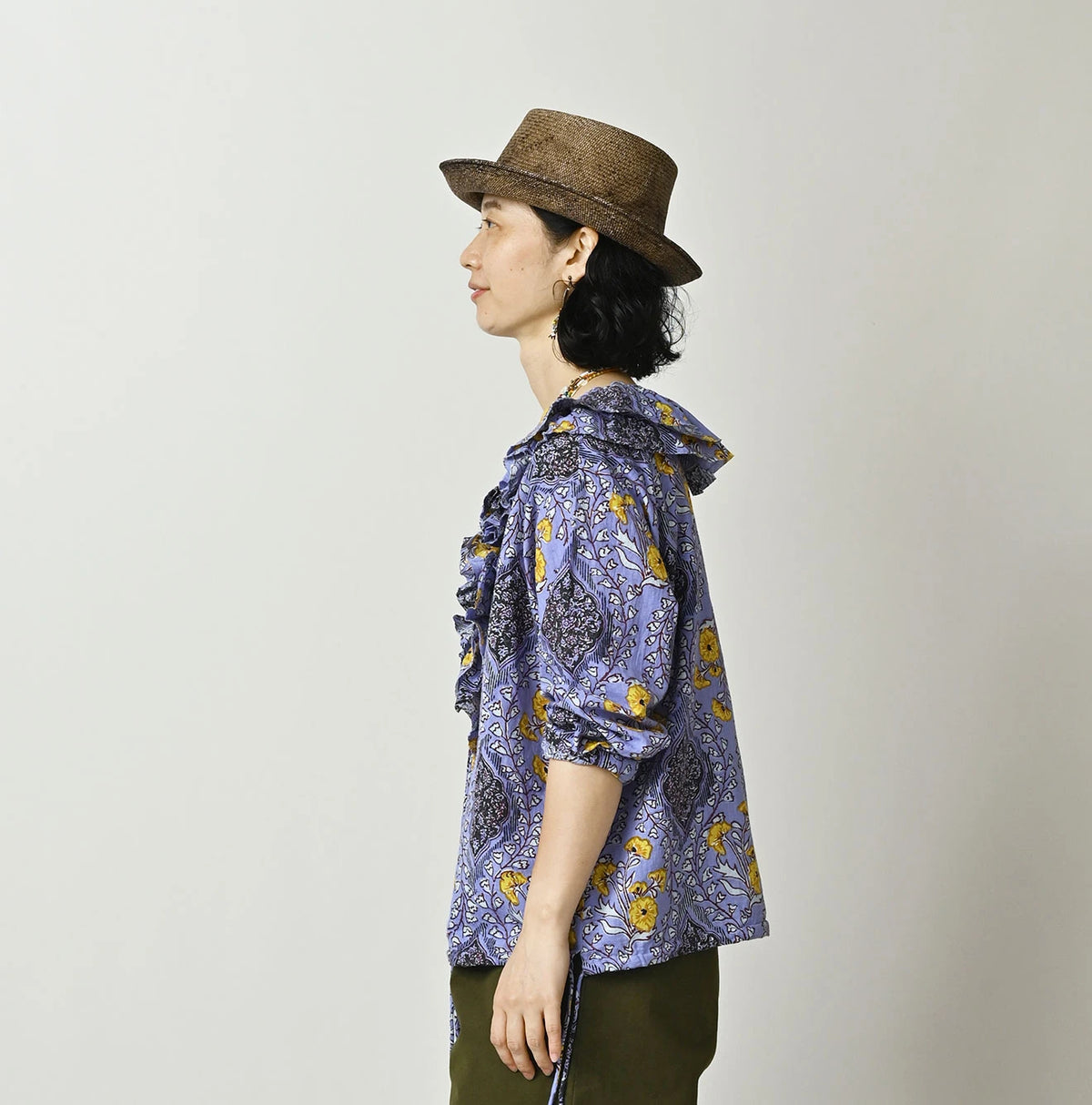 45R Saffron Block Print Frill de T-shirt
