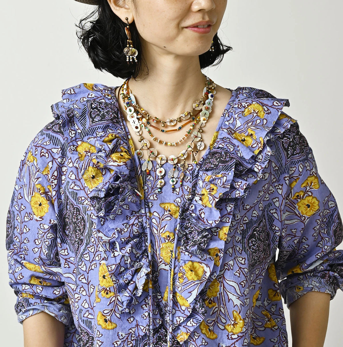 45R Saffron Block Print Frill de T-shirt