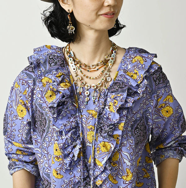 45R Saffron Block Print Frill de T-shirt