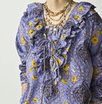 45R Saffron Block Print Frill de T-shirt