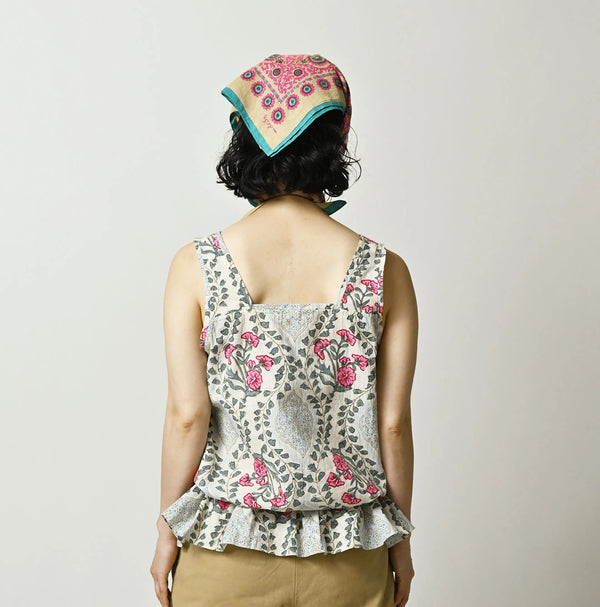 45R Saffron Block Print de Sleeveless Top