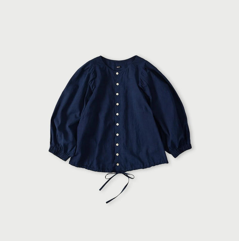 45R Ai Indigo Khadi Puff Sleeve Blouse - Image 1