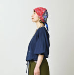 45R Ai Indigo Khadi Puff Sleeve Blouse