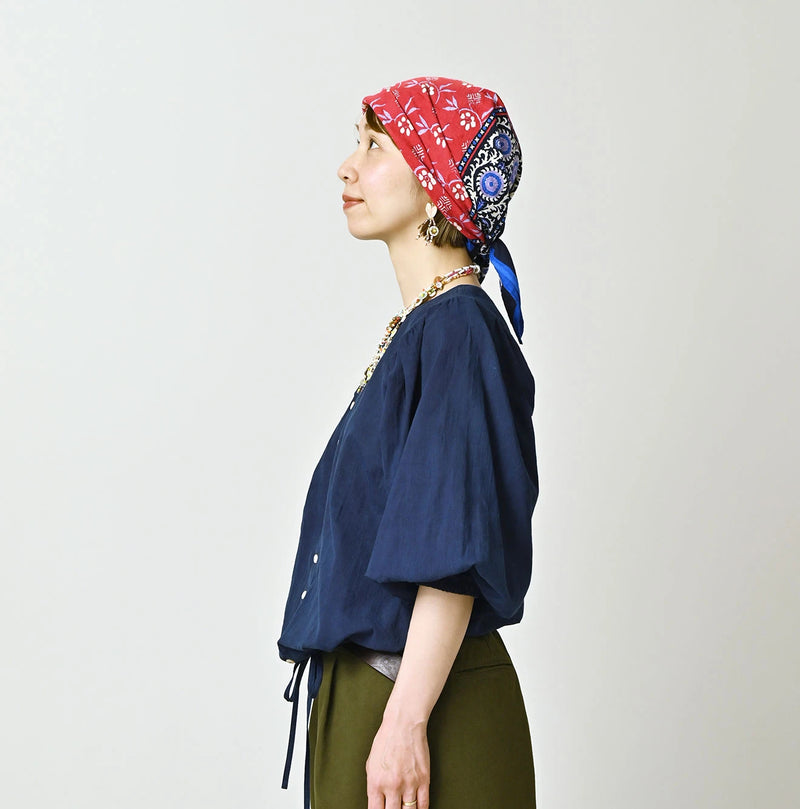 45R Ai Indigo Khadi Puff Sleeve Blouse - Image 4