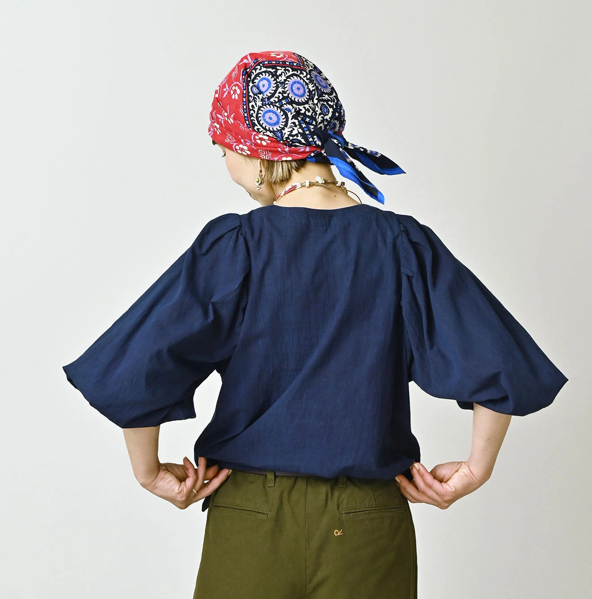 45R Ai Indigo Khadi Puff Sleeve Blouse