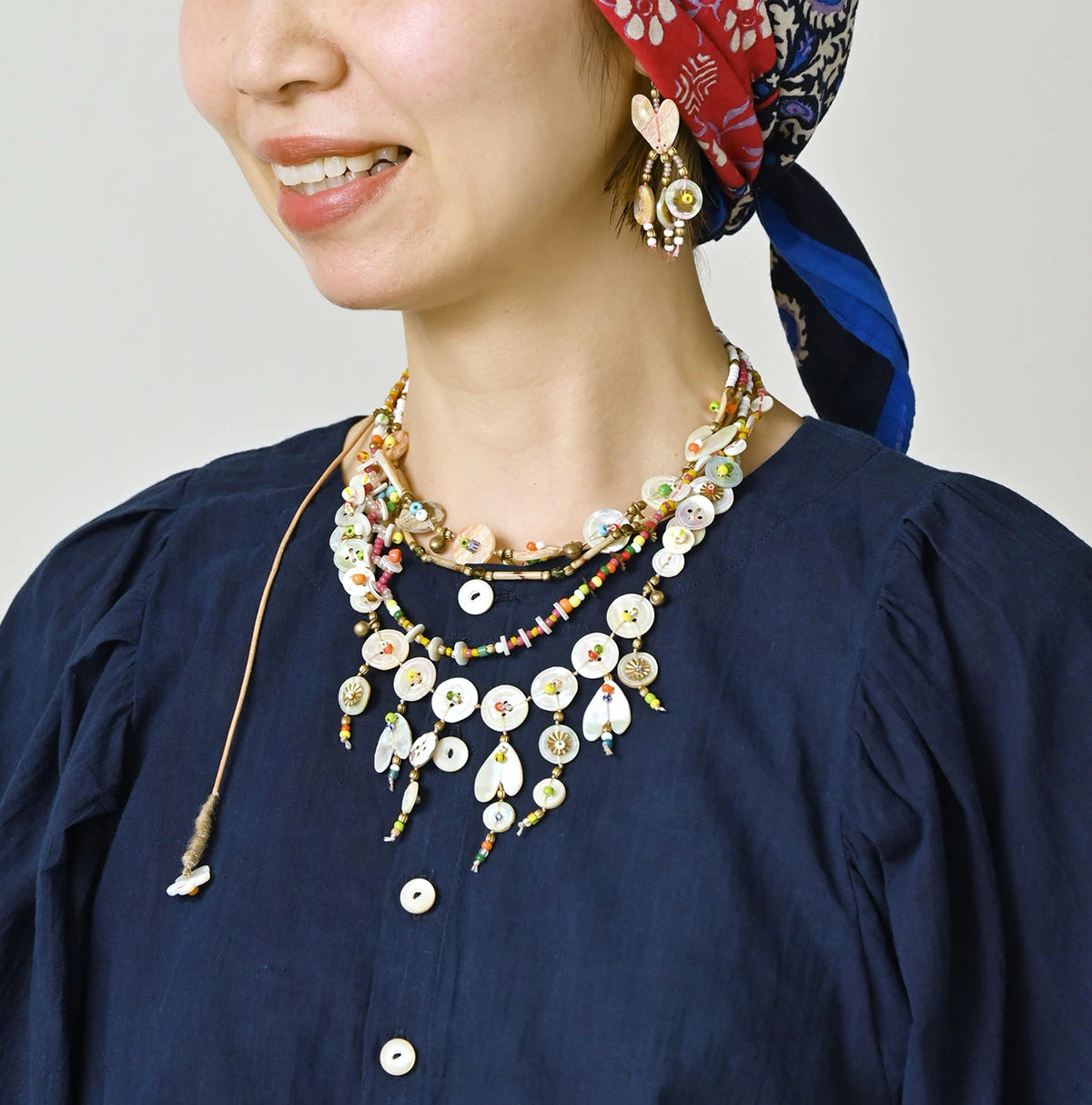45R Ai Indigo Khadi Puff Sleeve Blouse