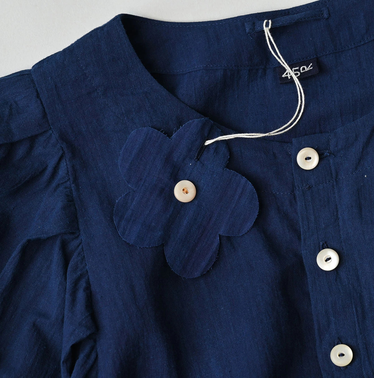 45R Ai Indigo Khadi Puff Sleeve Blouse