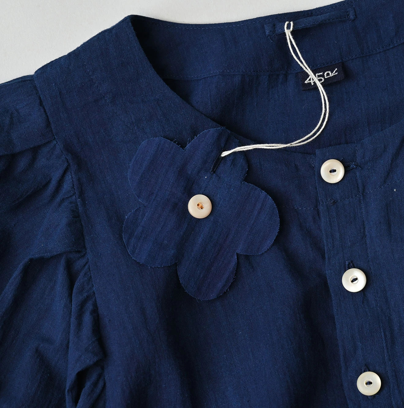 45R Ai Indigo Khadi Puff Sleeve Blouse