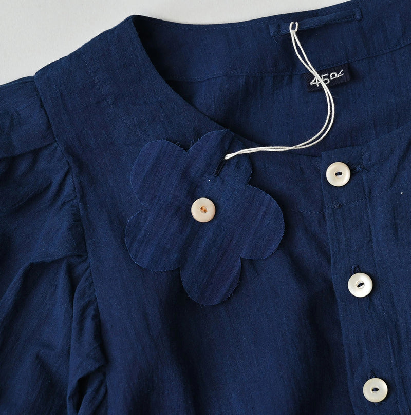 45R Ai Indigo Khadi Puff Sleeve Blouse - Image 18