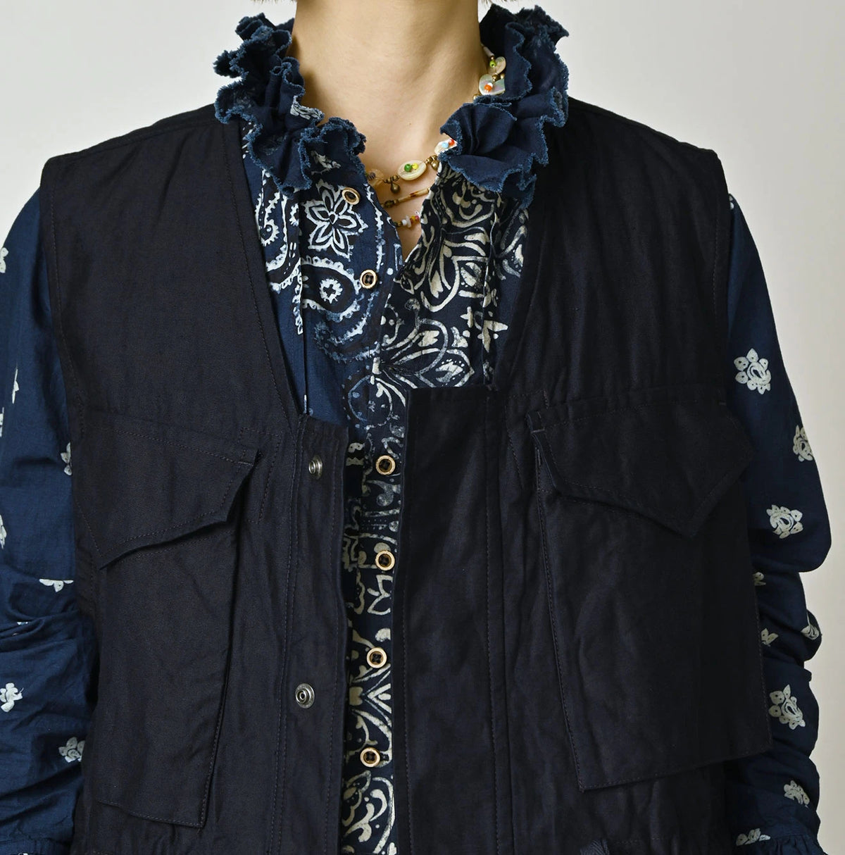 45R Indigo Light Back Sateen Poshu Vest