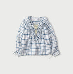 45R Ai Indigo Feather Khadi Silk Check Frill de T-shirt