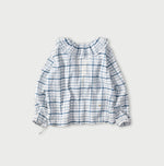 45R Ai Indigo Feather Khadi Silk Check Frill de T-shirt