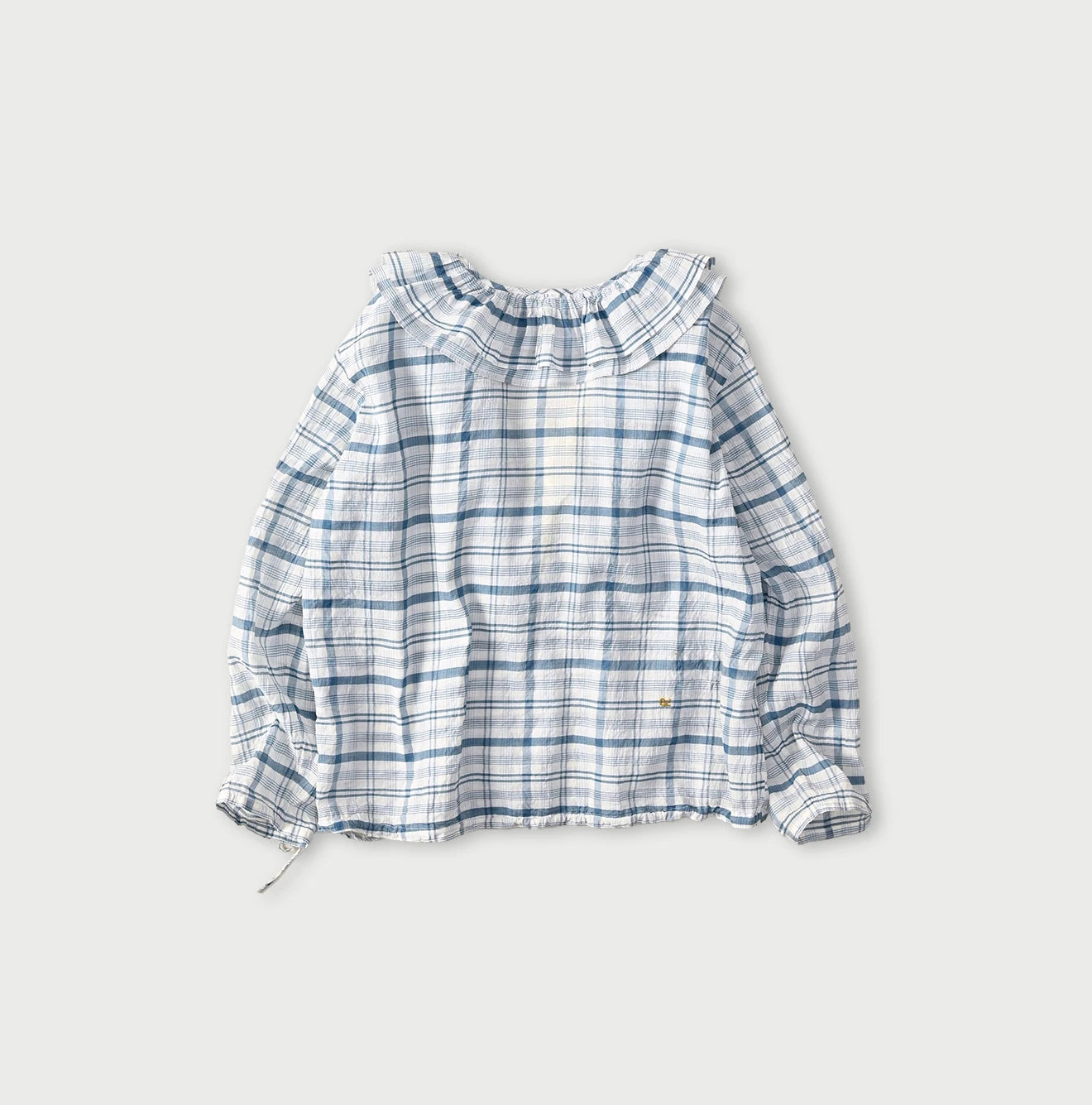 45R Ai Indigo Feather Khadi Silk Check Frill de T-shirt - Image 13