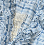 45R Ai Indigo Feather Khadi Silk Check Frill de T-shirt