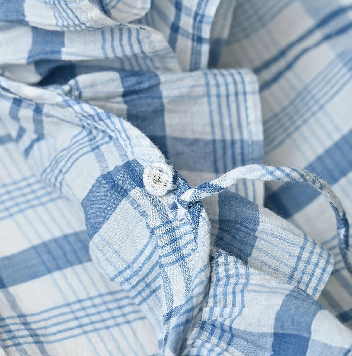 45R Ai Indigo Feather Khadi Silk Check Frill de T-shirt
