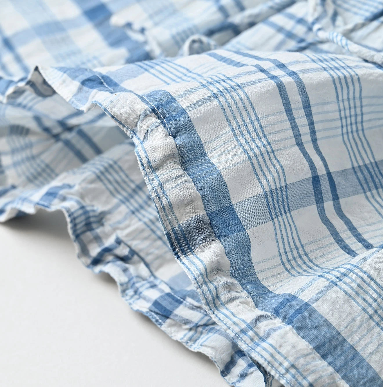 45R Ai Indigo Feather Khadi Silk Check Frill de T-shirt - Image 20