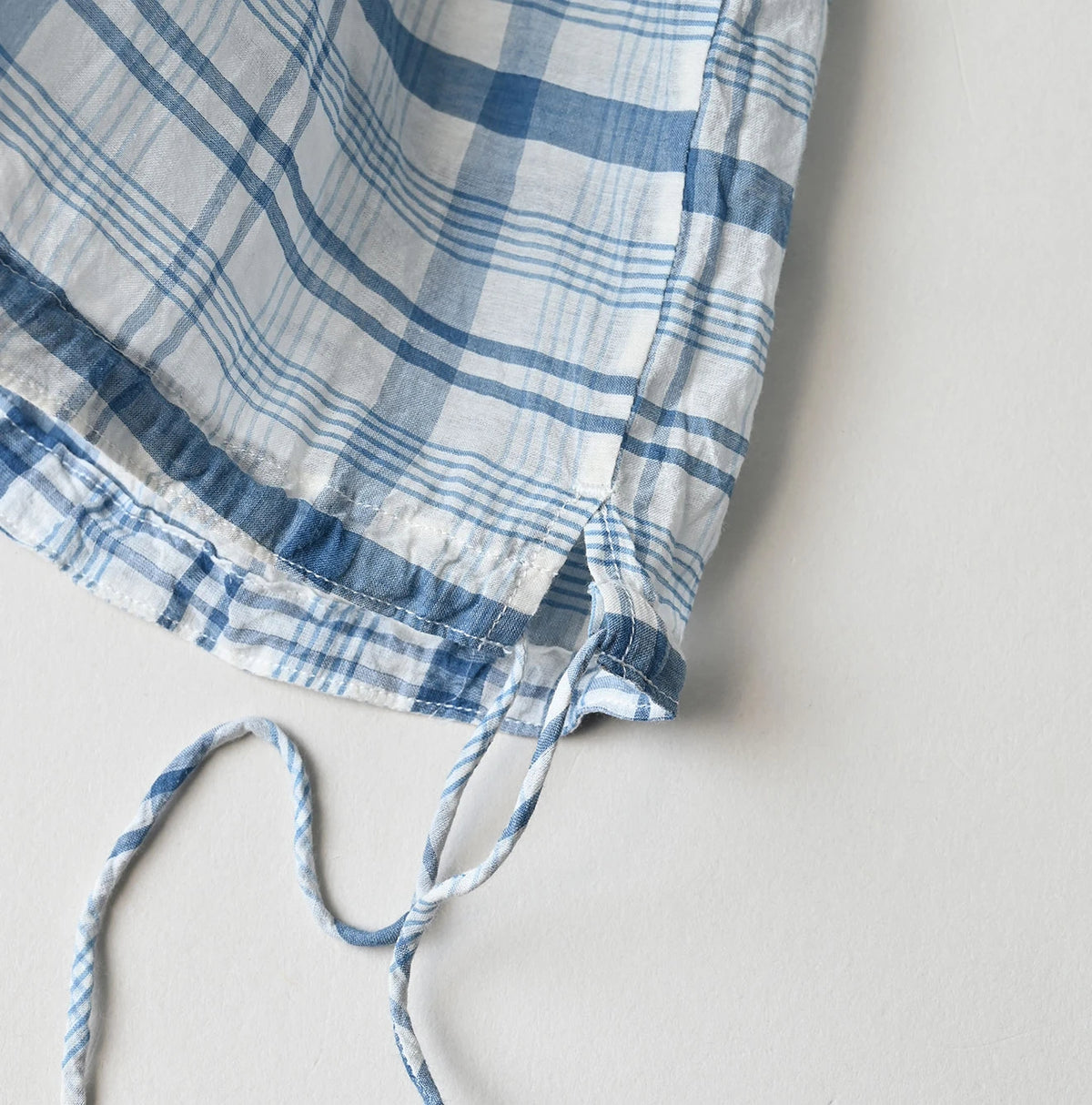 45R Ai Indigo Feather Khadi Silk Check Frill de T-shirt