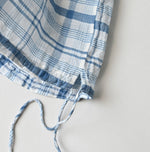 45R Ai Indigo Feather Khadi Silk Check Frill de T-shirt