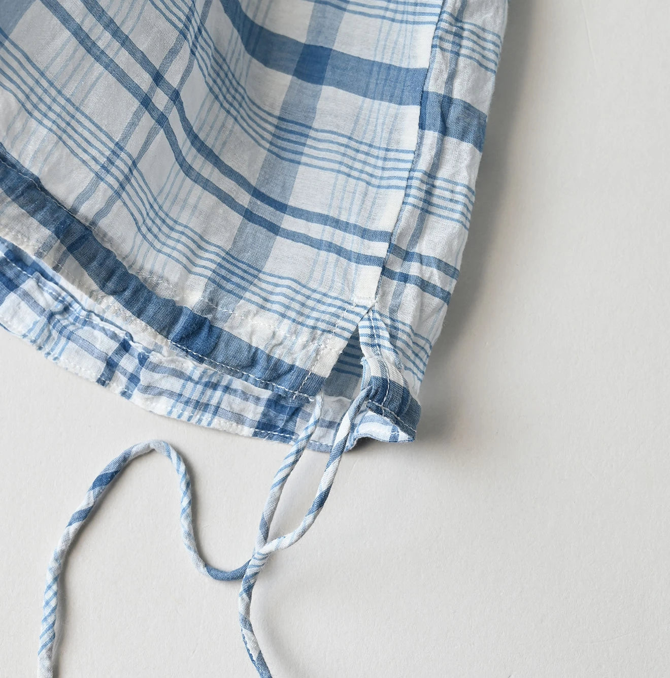 45R Ai Indigo Feather Khadi Silk Check Frill de T-shirt