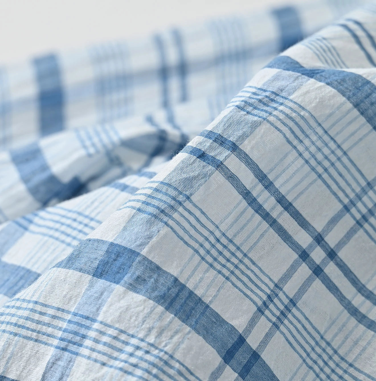 45R Ai Indigo Feather Khadi Silk Check Frill de T-shirt