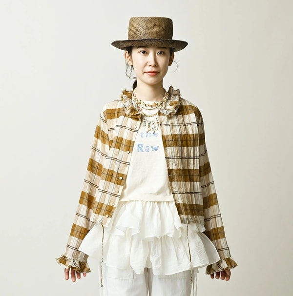 45R Feather Khadi Silk Check Talula Blouse