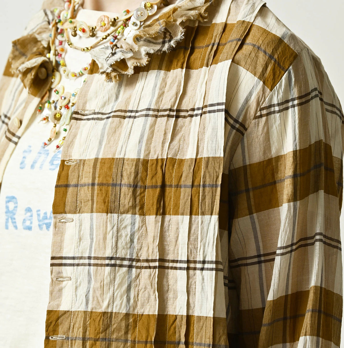 45R Feather Khadi Silk Check Talula Blouse