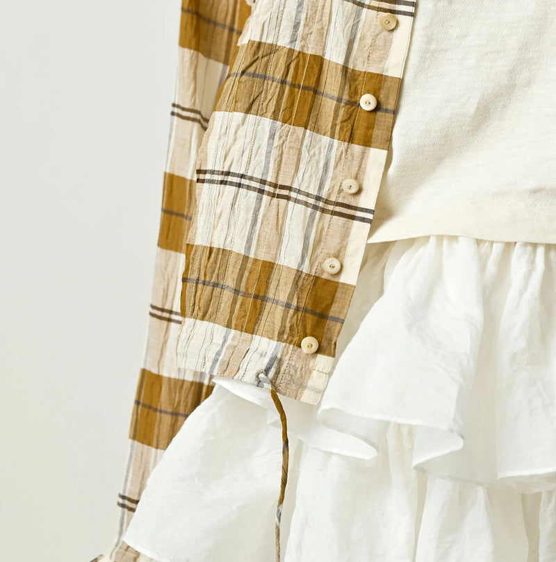 45R Feather Khadi Silk Check Talula Blouse - Image 9