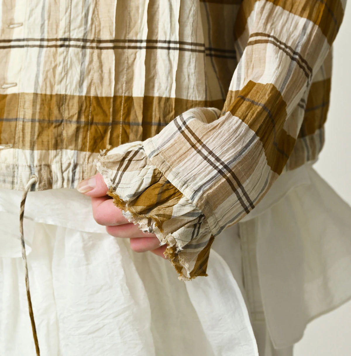 45R Feather Khadi Silk Check Talula Blouse