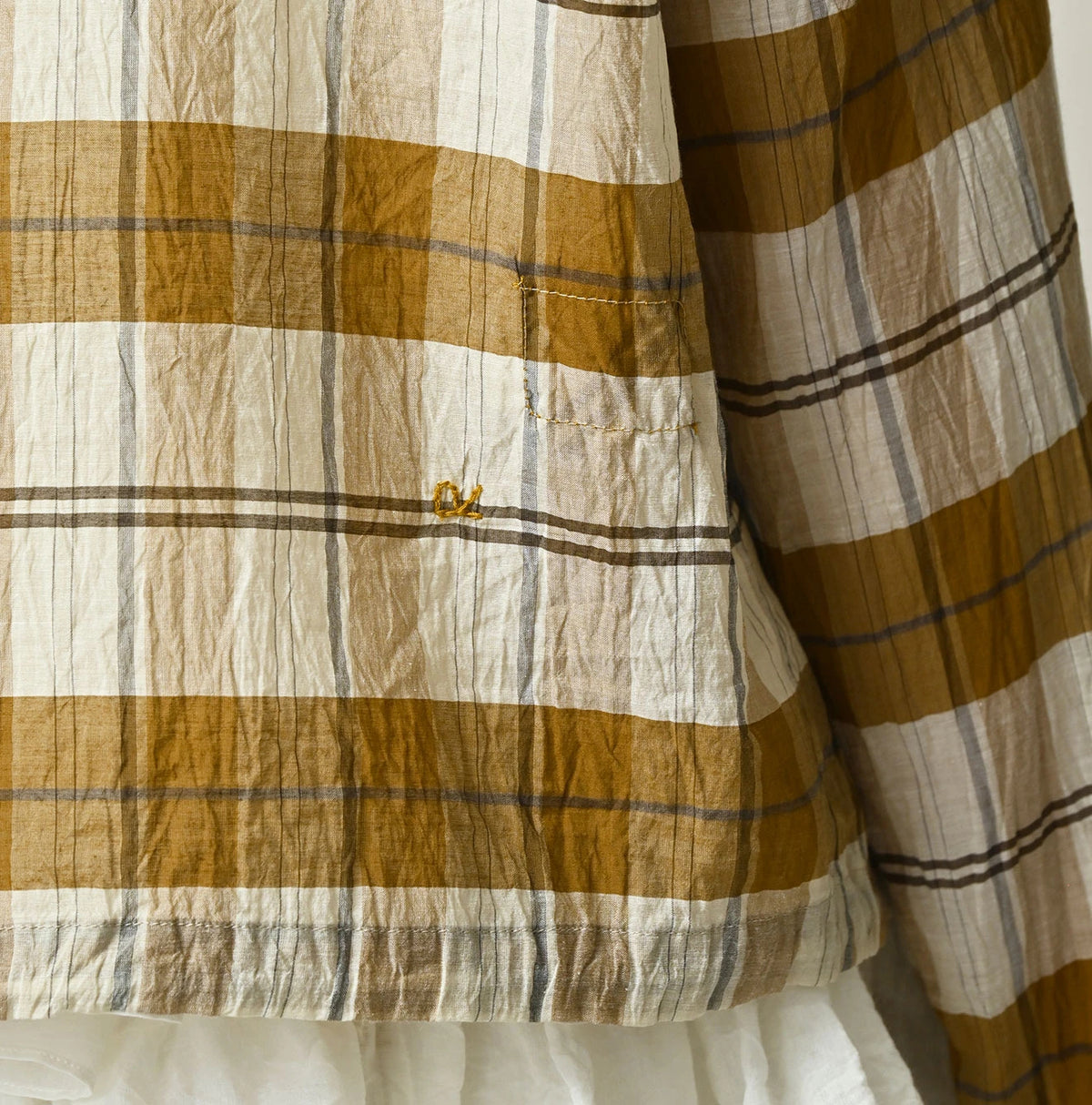 45R Feather Khadi Silk Check Talula Blouse