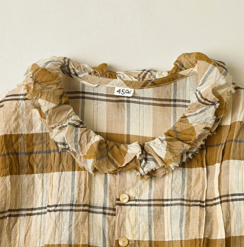 45R Feather Khadi Silk Check Talula Blouse - Image 13
