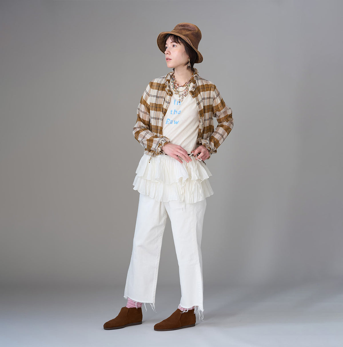 Feather Khadi Silk Check Talula Blouse
