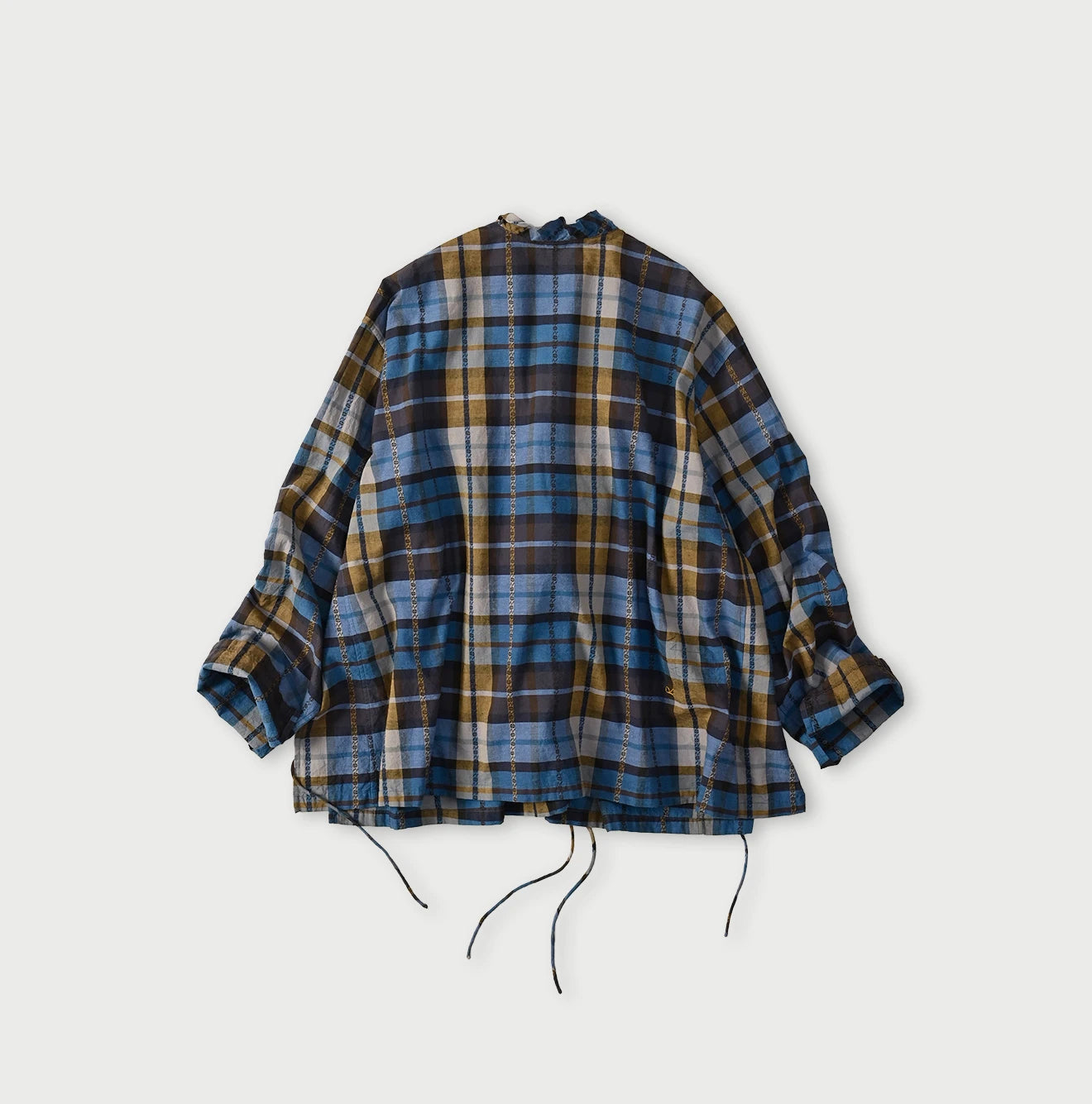 45R Ai Indigo Check Khadi Dobby Frill Cachecoeur - Image 13