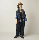 45R Ai Indigo Check Khadi Dobby Frill Cachecoeur