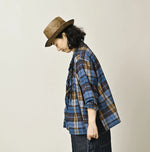 45R Ai Indigo Check Khadi Dobby Frill Cachecoeur
