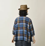 45R Ai Indigo Check Khadi Dobby Frill Cachecoeur