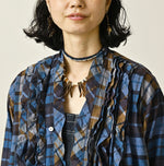 45R Ai Indigo Check Khadi Dobby Frill Cachecoeur