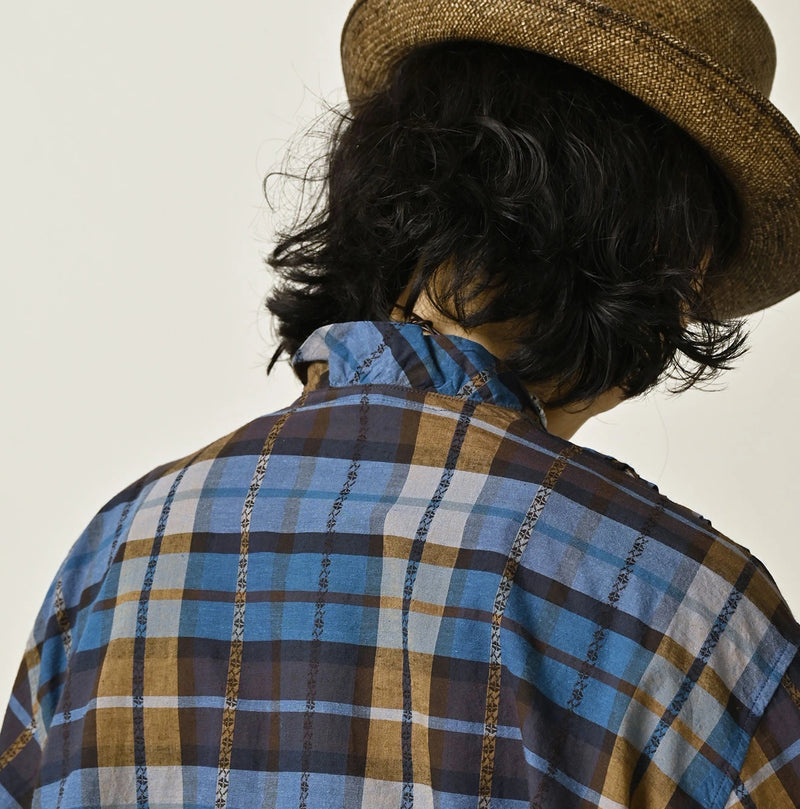 45R Ai Indigo Check Khadi Dobby Frill Cachecoeur - Image 9