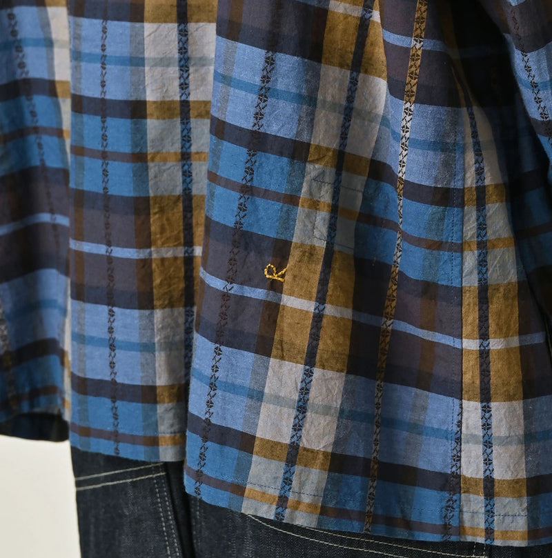 45R Ai Indigo Check Khadi Dobby Frill Cachecoeur - Image 10