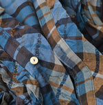45R Ai Indigo Check Khadi Dobby Frill Cachecoeur