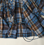 45R Ai Indigo Check Khadi Dobby Frill Cachecoeur