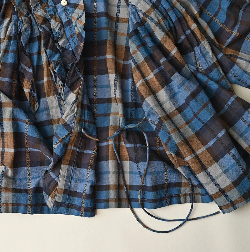 45R Ai Indigo Check Khadi Dobby Frill Cachecoeur - Image 16
