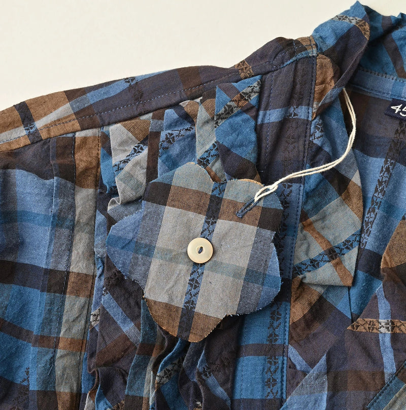 45R Ai Indigo Check Khadi Dobby Frill Cachecoeur - Image 20